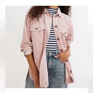 Madewell Yorkway Pink Corduroy Shirt Jacket Shacket Utility Button Front XS